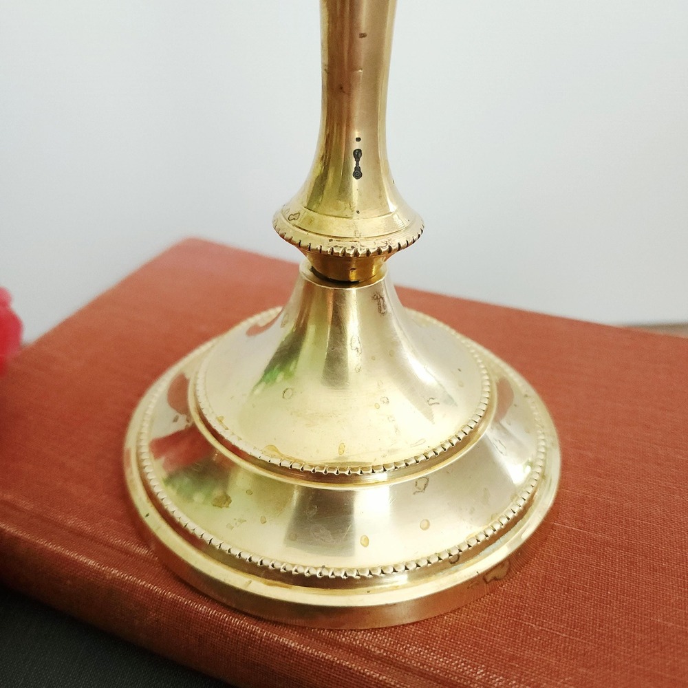 Vintage Brass Candlestick Holder with beaded‎ accen - Picture 9 of 10